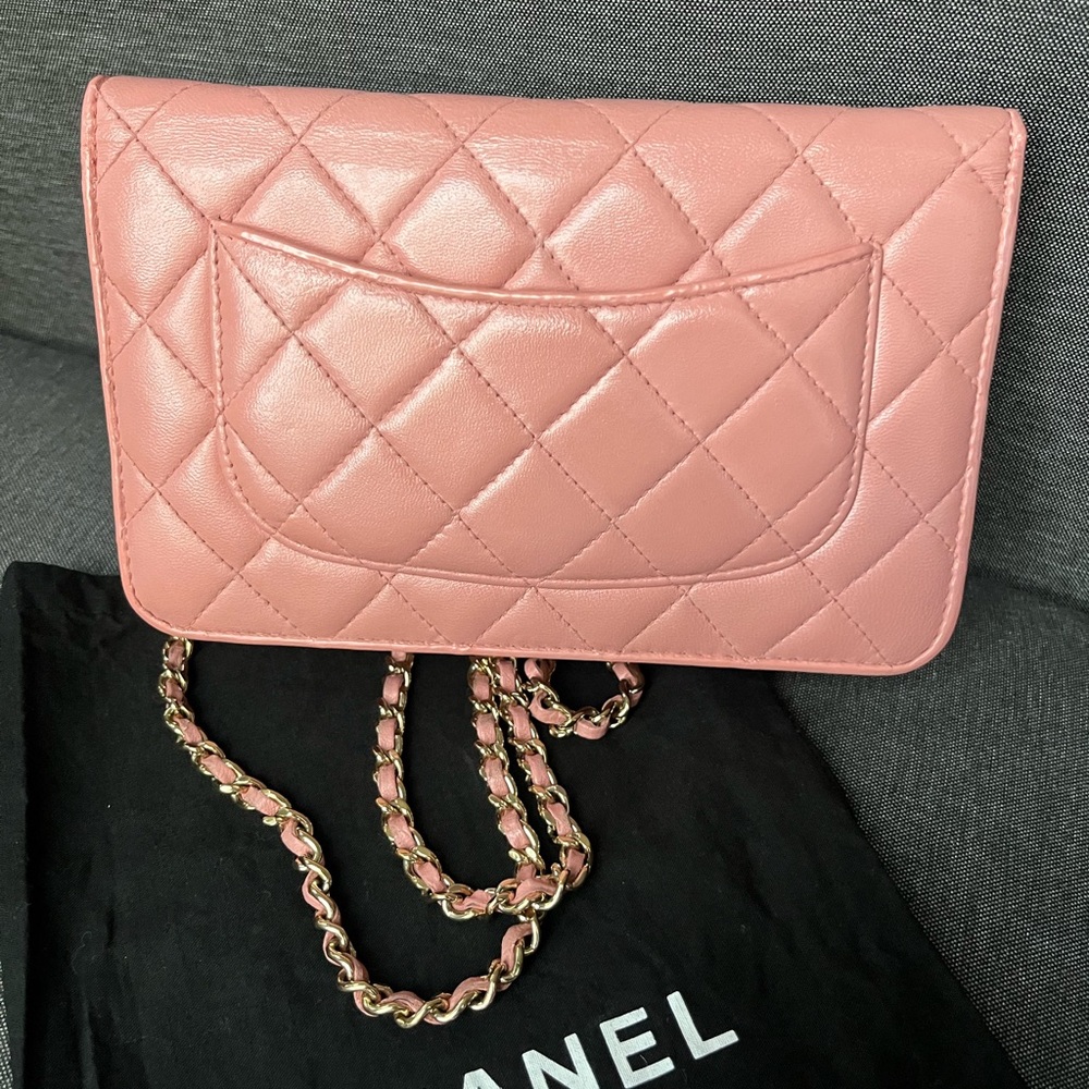 Chanel Wallet on Chain (WOC) Pink Quilted Leather Crossbody - Picture 4 of 12